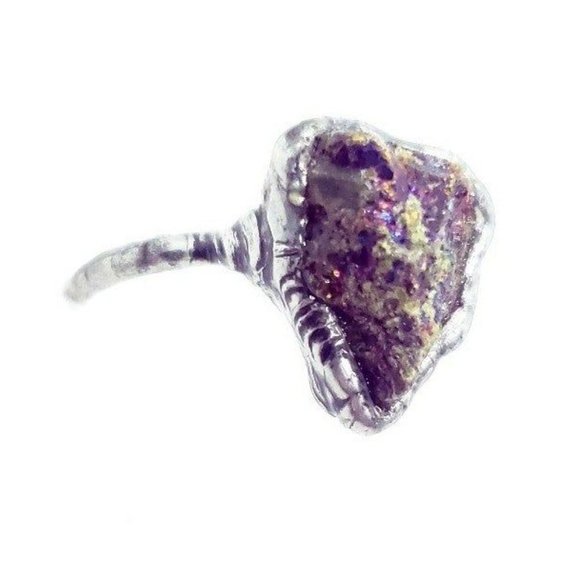 Chalcopyrite crystal Ring handmade gothic metalwork - Picture 4 of 12